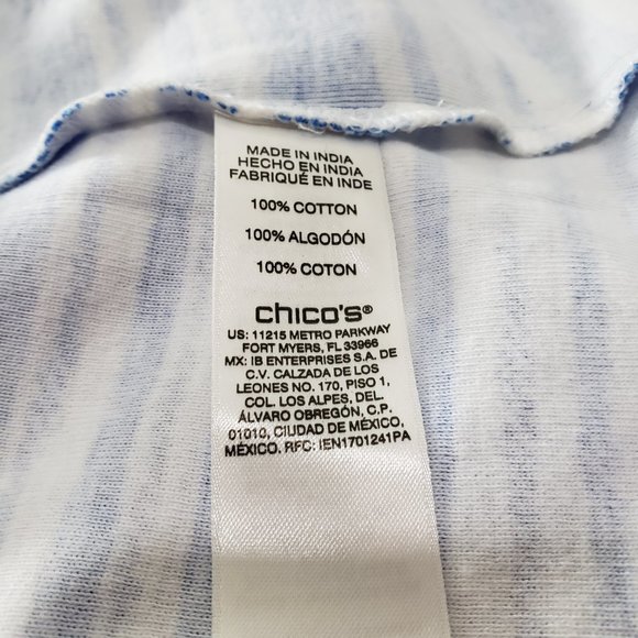 Chico's Blue and White Striped Short Sleeve Tee - Picture 5 of 6